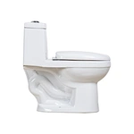 One piece ceramic Sanitary ware Siphonic S trap 300mm soft closing High pressure flush mechanism